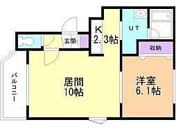 コパン栄通 1LDKの間取図画像
