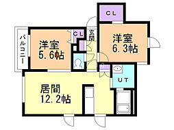 グランドソレーユ 2LDKの間取図画像