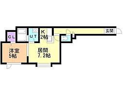 ウィステリア菊水元町 1LDKの間取図画像