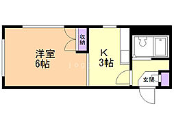 リバーサイドオガタ 1Kの間取図画像