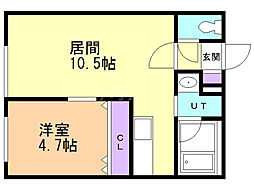 ティファーレ白石 1LDKの間取図画像