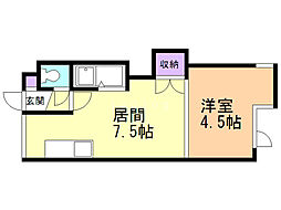 パルコート南郷18 1DKの間取図画像
