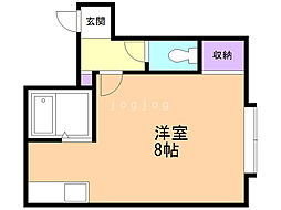 パステル北郷A ワンルームの間取図画像