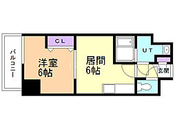 アーバン菊水 1DKの間取図画像