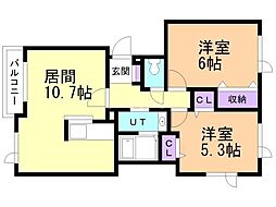 エヌズ・スクウェア 2LDKの間取図画像