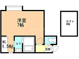 セントラルコート 1Kの間取図画像