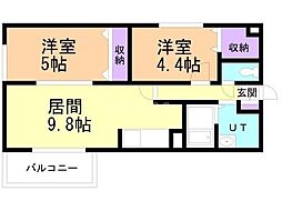 パーチェ豊平 2LDKの間取図画像