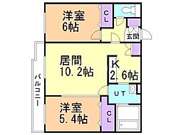 セントポーリアエール 2LDKの間取図画像