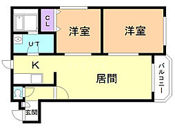 三久ビル 2LDKの間取図画像