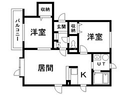ブラン菊水 2LDKの間取図画像