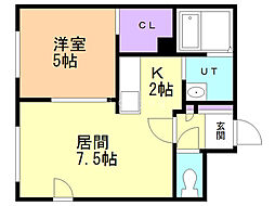 アルキオーネ菊水 1LDKの間取図画像