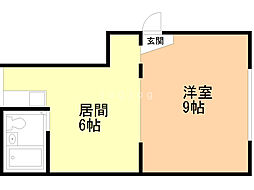 レジデンスJD 1DKの間取図画像