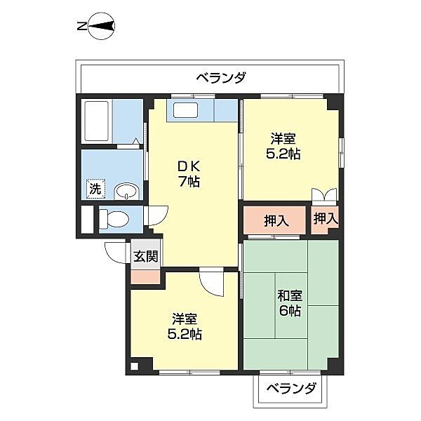 エメラルドハイツ 302｜和歌山県和歌山市杭ノ瀬(賃貸マンション3DK・3階・47.03㎡)の写真 その2