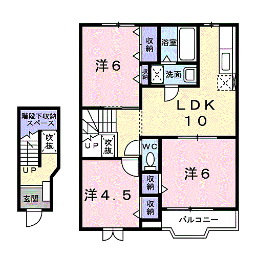 ソレイユＭ 203｜和歌山県和歌山市松島(賃貸アパート3LDK・2階・65.57㎡)の写真 その2