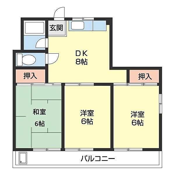 湊コーポII 4E｜和歌山県和歌山市湊(賃貸マンション3DK・4階・51.75㎡)の写真 その2