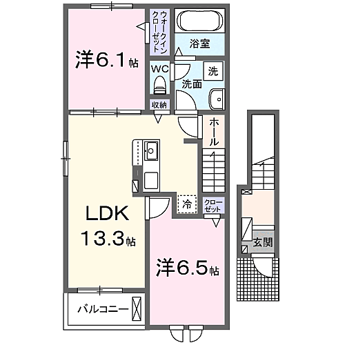 仮）新中島アパート 201｜和歌山県和歌山市新中島(賃貸アパート2LDK・2階・59.55㎡)の写真 その2