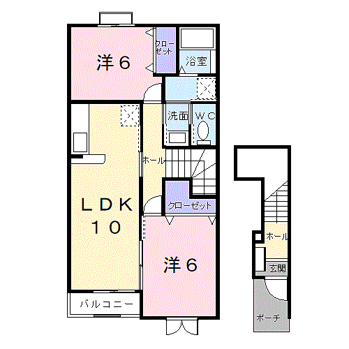 ラ・メゾン・アンソレイエIII 201｜和歌山県御坊市湯川町丸山(賃貸アパート2LDK・2階・57.02㎡)の写真 その2