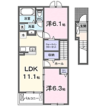 レッド　スイートピーI 205 ｜ 和歌山県御坊市藤田町吉田256-1（賃貸アパート2LDK・2階・58.57㎡） その2