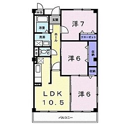 カーサグリーン2 3LDKの間取図画像