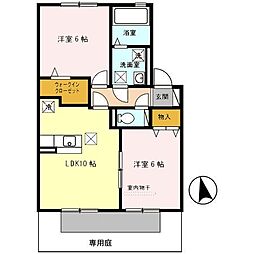 グレイス藤並　B棟 B105 1階2LDKの間取り