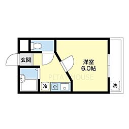 グリーンプラザ谷町弐番館 1Kの間取図画像