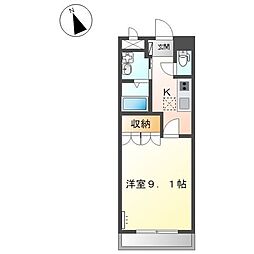 彩城A 1Kの間取図画像