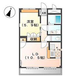 プレサスヒルズ 1LDKの間取図画像