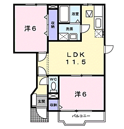 クレストール黒江 2LDKの間取図画像