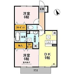 D-room松江東 2DKの間取図画像
