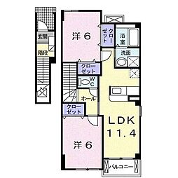 プレシャスコートK東松江 2LDKの間取図画像