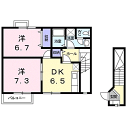 ルミエール 2DKの間取図画像