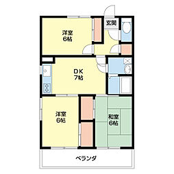 Nビル向陽館 3DKの間取図画像