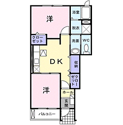 プラム1 2DKの間取図画像