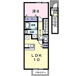 キャトル・セゾン2 1LDKの間取図画像