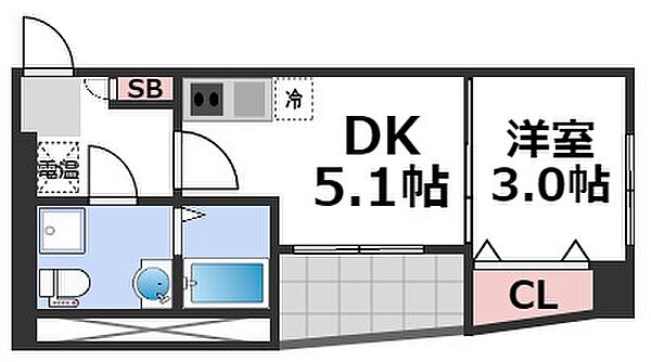 SERENiTE-04 ｜大阪府大阪市中央区谷町6丁目(賃貸マンション1DK・9階・23.34㎡)の写真 その2