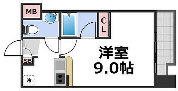 ディアコート ｜大阪府大阪市城東区新喜多2丁目(賃貸マンション1K・9階・24.40㎡)の写真 その2