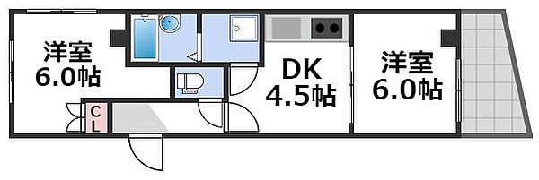 クリスタルアーク ｜大阪府大阪市東成区大今里西3丁目(賃貸マンション2DK・4階・36.71㎡)の写真 その2