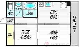 第2エクセルハイツ 1階2DKの間取り