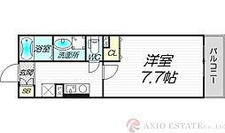 パセオ十三東 3階1Kの間取り