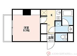 アスール江坂 1Kの間取図画像