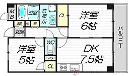 久光マンション 2LDKの間取図画像