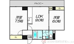 レクシア木川東 2LDKの間取図画像