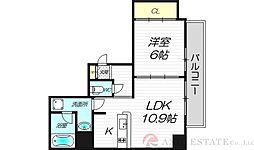 インザグレイス東三国 1LDKの間取図画像