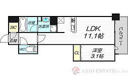 リビオメゾン新大阪 1LDKの間取図画像