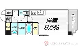プレサン神崎川FINEBLESS 1Kの間取図画像