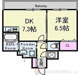 サンレムート・江坂2nd 1DKの間取図画像