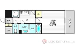 グランカリテ新大阪WEST 1Kの間取図画像