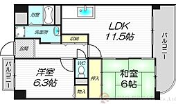 エスパシオ上新庄 2LDKの間取図画像