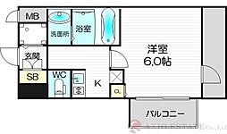 エスレジデンス新大阪ガーデン 1Kの間取図画像