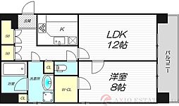 リーガル新大阪駅前 1LDKの間取図画像